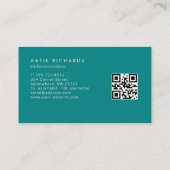 Minimale Blauwgroen groene QR-code Visitekaartje (Achterkant)
