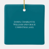 Minimale Blauwgroen kerstfoto van Feliz Navidad Keramisch Ornament (Achterkant)