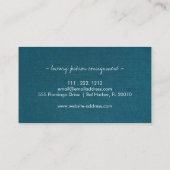 Minimale Blauwgroen Linen textuur Moderne Professi Visitekaartje (Achterkant)