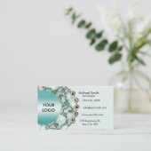 Minimale Blauwgroen marmer Gold Glitter Profession Visitekaartje (Staand voorkant)