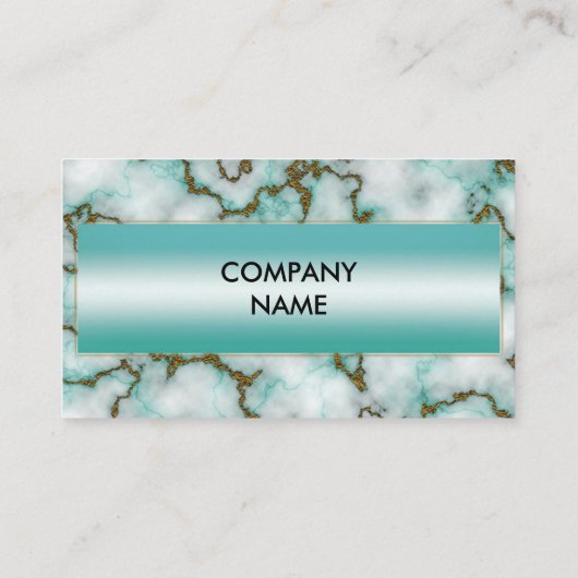 Minimale Blauwgroen marmer Gold Glitter Profession Visitekaartje (Achterkant)