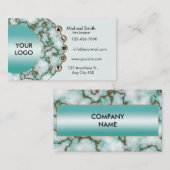 Minimale Blauwgroen marmer Gold Glitter Profession Visitekaartje (Voorkant / Achterkant)