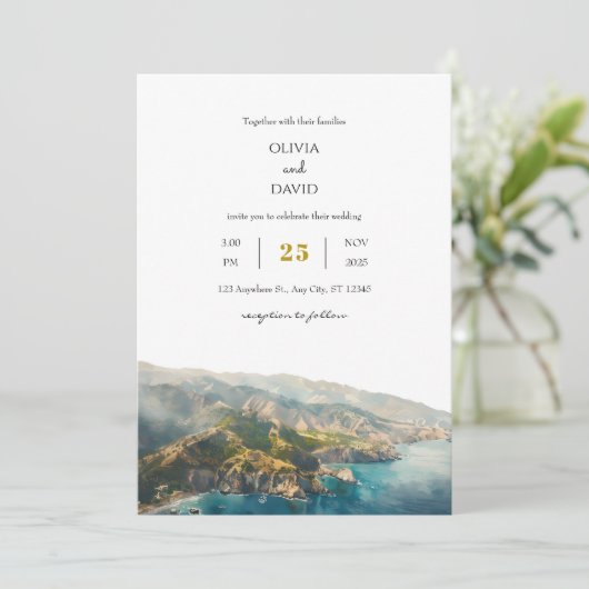 Minimale Blauwgroen Ocean Coastal Mountain Beach b Kaart (Staand voorkant)