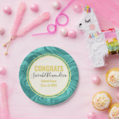 Minimale Blauwgroen Turquoise Wave Afstudeerder Pa Papieren Bordje (Feest)