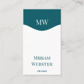 Minimale Blauwgroen witte Initialen Portret Persoo Visitekaartje (Voorkant)