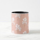 Minimale Bleek Roze Bloem Witte Bloemmotief Mok (Midden)