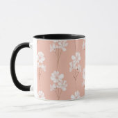 Minimale Bleek Roze Bloem Witte Bloemmotief Mok (Links)