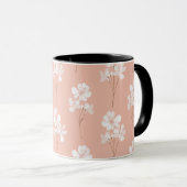 Minimale Bleek Roze Bloem Witte Bloemmotief Mok (Voorkant rechts)