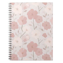 Minimale Bleekroze Bloem Witte Bloemmotief Notitieboek