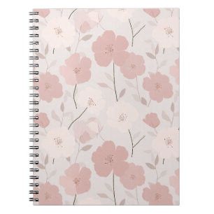 Minimale Bleekroze Bloem Witte Bloemmotief Notitieboek