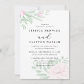 Minimale bleekroze roze olide eucalyptusbruiloft kaart (Voorkant)