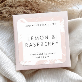 Minimale bleke blush roze bushstrokes productetike vierkante sticker