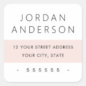 Minimale bleke blush roze kleurblok retouradres vierkante sticker (Voorkant)