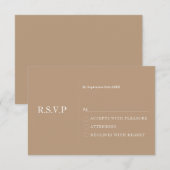 Minimale Bleke Taupe Modern Wedding RSVP-kaart Kaart (Voorkant / Achterkant)