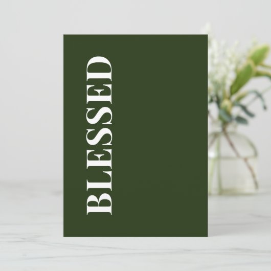 Minimale BLESSED | Bosgroene Kerstkaart (Staand voorkant)