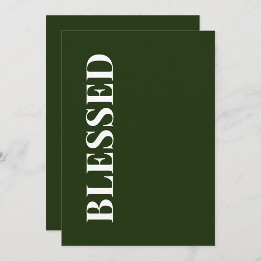 Minimale BLESSED | Bosgroene Kerstkaart (Voorkant / Achterkant)
