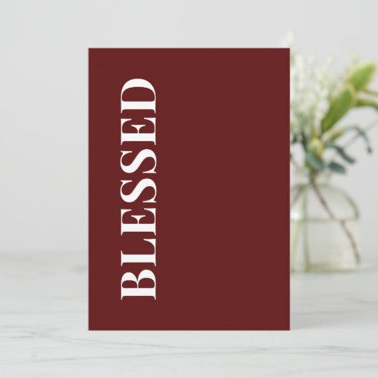 Minimale BLESSED | Diep Rode Kerstkaart (Staand voorkant)