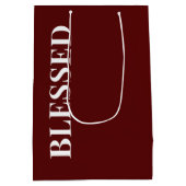 Minimale BLESSED | Diepe Rode Feestdagen Medium Cadeauzakje (Achterkant)