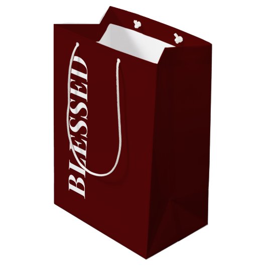 Minimale BLESSED | Diepe Rode Feestdagen Medium Cadeauzakje (Achterkant Gekanteld)