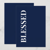 Minimale BLESSED | Navy Blauwe Kerstkaart (Voorkant / Achterkant)