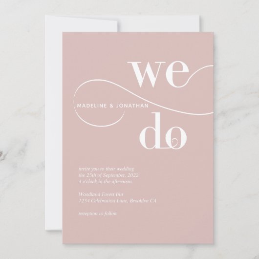 Minimale blindroze die we gebruiken voor kalligraf kaart (Voorkant)