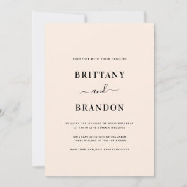 Minimale blindroze live stream bruiloft kaart