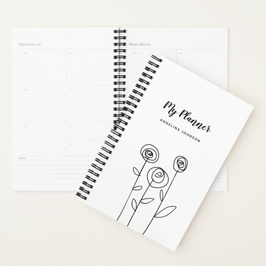 Minimale Bloem Aangepaste Naam Planner (Display)
