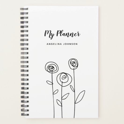 Minimale Bloem Aangepaste Naam Planner (Voorkant)