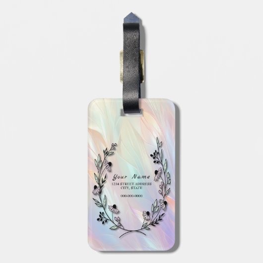 Minimale bloem bagagelabel (Achterkant verticaal)