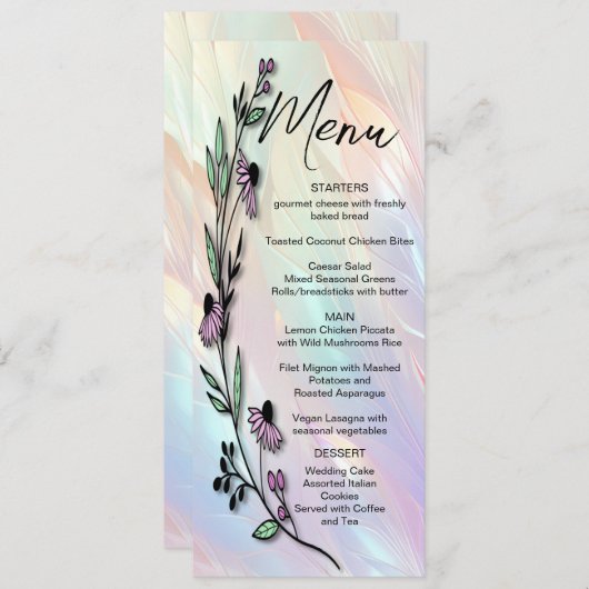 Minimale bloem bruiloft menu (Voorkant / Achterkant)