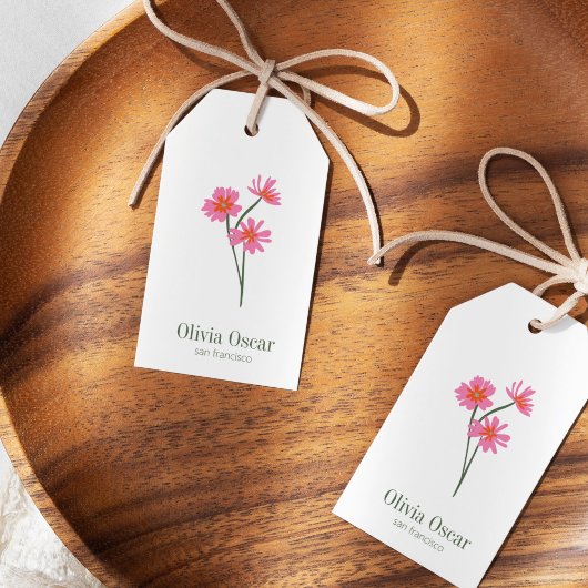 Minimale bloem Modern Pink Floral Branding Cadeaulabel