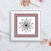 Minimale bloem zwart lijn art mandala mauve rand poster