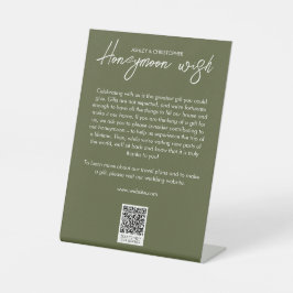 Minimale Bloemen Botanische Mos Groene Huwelijksre Reclamebord Met Voetstuk