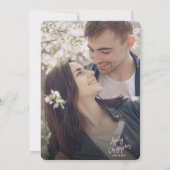 Minimale Bloemen Botanische Ruby Rood Foto Bruilof Kaart (Achterkant)