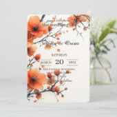 Minimale bloemen bruiloft uitnodigingskaart kaart (Staand voorkant)