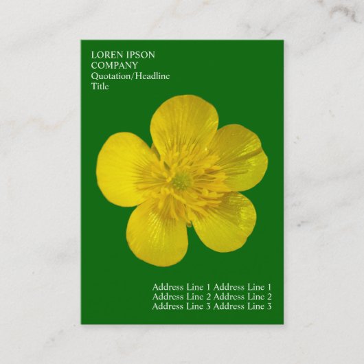 Minimale bloemen - Buttercup - Diep gras groen Visitekaartje (Voorkant)