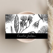 Minimale Bloemen Chique Zwart & Wit Professional Visitekaartje