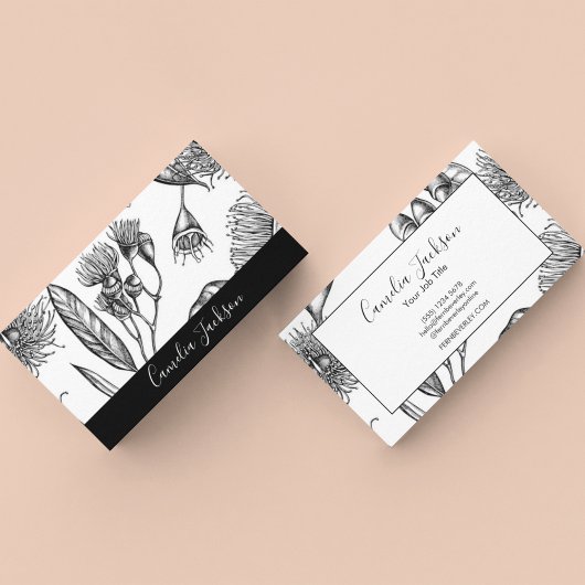 Minimale Bloemen Chique Zwart & Wit Professional Visitekaartje