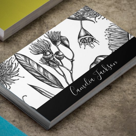 Minimale Bloemen Chique Zwart & Wit Professional Visitekaartje