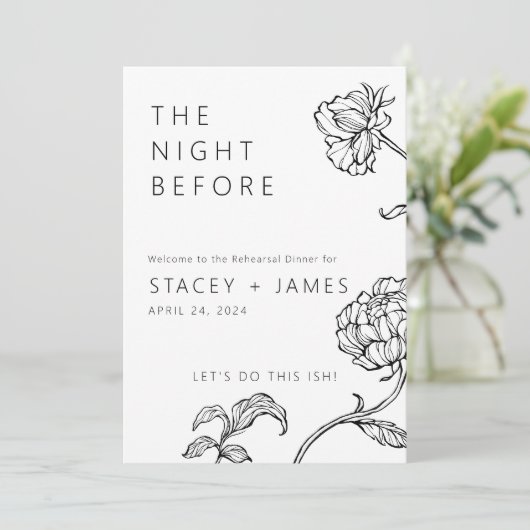 Minimale bloemen | De avond voor repetitie diner Kaart (Staand voorkant)