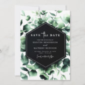 Minimale bloemen eucalyptus digitale bruiloft save the date (Voorkant)