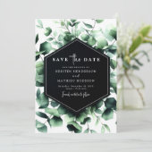Minimale bloemen eucalyptus digitale bruiloft save the date (Staand voorkant)