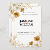 ✨ Minimale Bloemen Huwelijksuitnodiging 💐💍 Kaart (Voorkant / Achterkant)