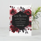 Minimale bloemen karmozijnrode bruiloft save the date (Staand voorkant)