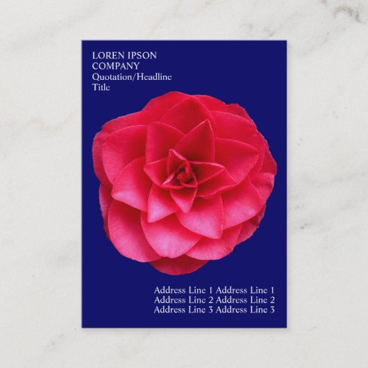 Minimale bloemen - Rode Camelia - Deep Blue Visitekaartje (Voorkant)