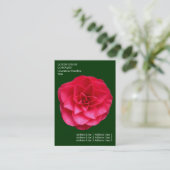 Minimale bloemen - Rode Camelia - Deep Green Visitekaartje (Staand voorkant)