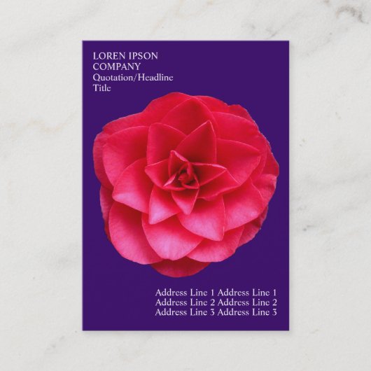 Minimale bloemen - Rode Camelia - Diep Violet Visitekaartje (Voorkant)