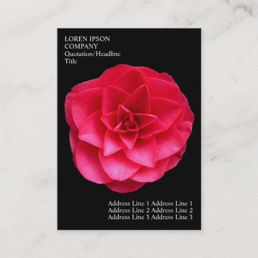 Minimale bloemen - Rode Camelia - zwart Visitekaartje (Voorkant)
