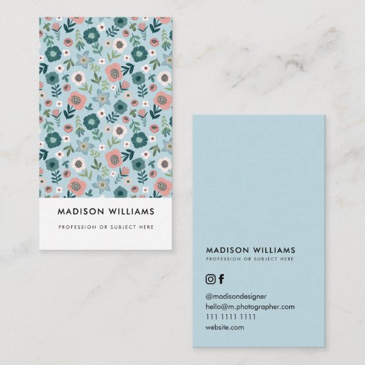 Minimale bloemen stijlvolle, moderne bedrijfsauto visitekaartje (Voorkant / Achterkant)