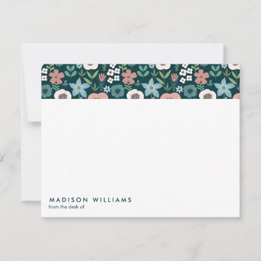 Minimale bloemen Stijlvolle Trendy Modern Note Kaa Notitiekaartje (Voorkant)